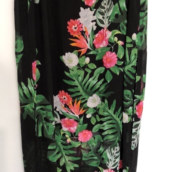 Vince Camuto Havana Bright Floral Black Overlay Sleeveless Maxi Dress Size L - Picture 5 of 10